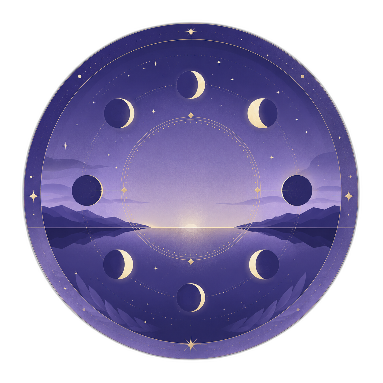 Ciclo lunar atravessando o horizonte